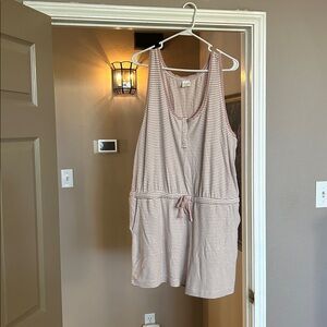 Soma Striped Romper In Mauve & Cream